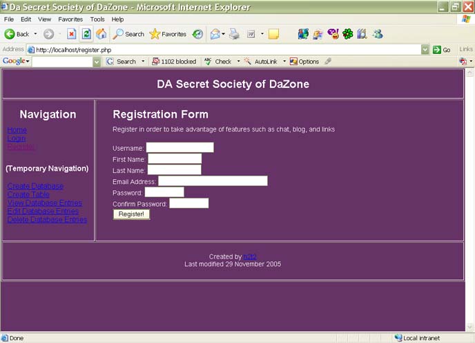Registration Empty