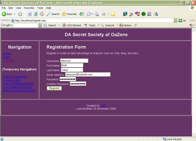 Registration Filled In